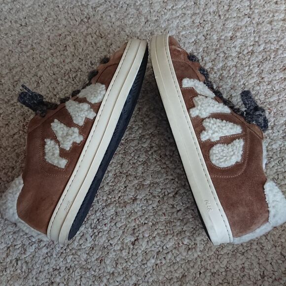 P448 John-W suede Sneakers in Slavia brown with shearling trim size 38 - Picture 6 of 12